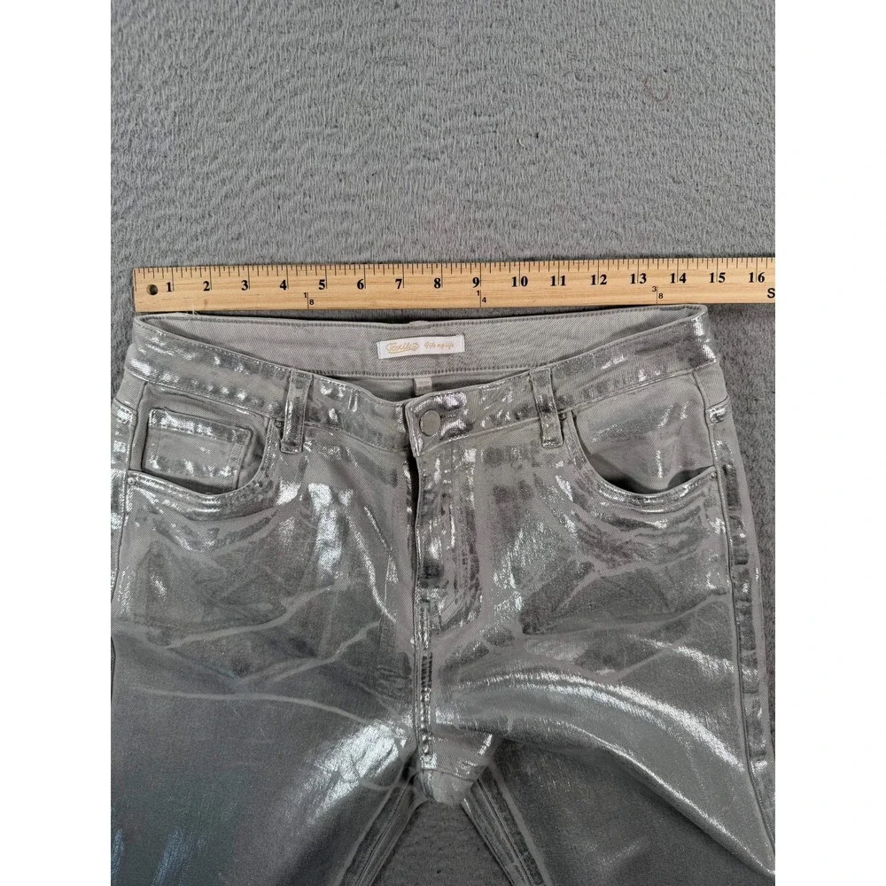 Toxik3 Jeans Womens XL/42 Gray Silver Metallic Coated‎ Boyfriend NWT